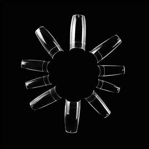 French Acrylic False Nail Tips, 1000PCS Fake Nail Shape Artificial False Nails Tips 10 Sizes with Case for Nail Art Salons (Clear+Natural)