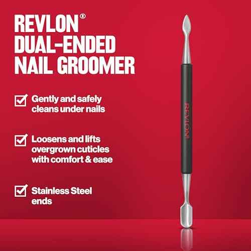 Revlon Expert Dual-Ended Nail Groomer, Stainless Steel Manicure Tool, Clean Under Fingernails and Lift Cuticles, 1 Count