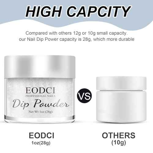 Glitter White Dip Powder, 1OZ Pro Nail Dip Powder for French Manicure Nail Starter & Professional Home DIY Salon Use Party Festival Gift Keep Long-lasting Dip Nails