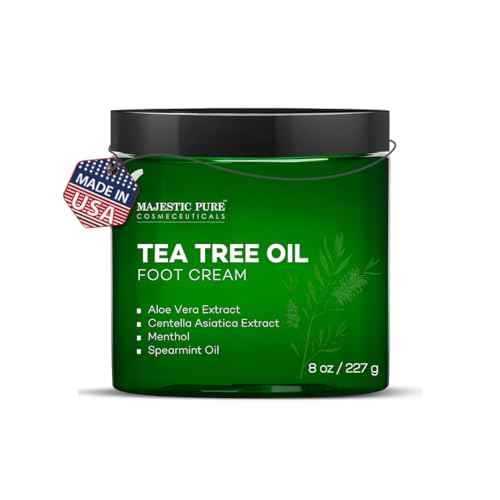 Majestic Pure Tea Tree Oil Foot Cream, Warming Cream - Calluses, Dry Cracked Feet, Hands, Heels, Elbow, Nails, and Knees - Softens & Moisturizes Skin - 8 oz