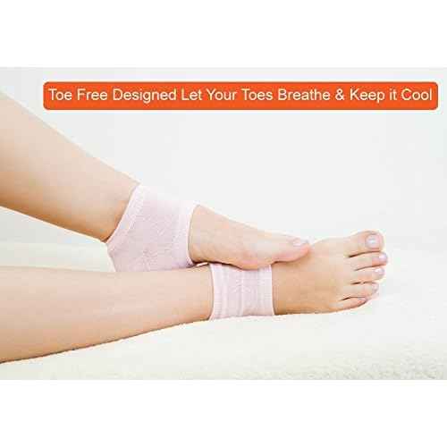 Selizo 5 Pairs Moisturizing Gel Heel Socks Open Toe Socks for Dry Hard Cracked Heels, 5 Colors