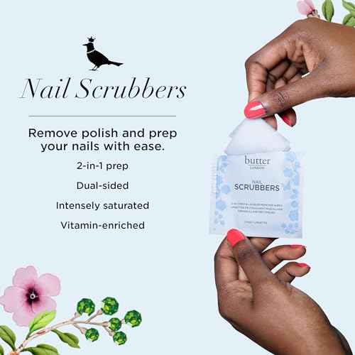 Butter LONDON Nail Polish Remover Pads, Nail Scrubbers - 2-in-1 Prep & Lacquer Remover Nail Wipes - Travel-Friendly Gel Fingernail Polish Remover - Cruelty-Free, Paraben-Free & Gluten-Free