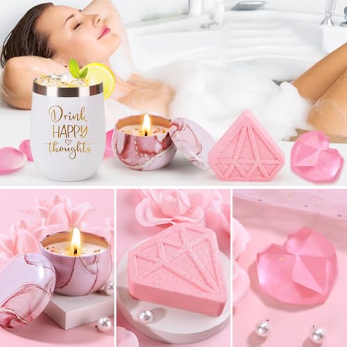Birthday Gifts for Women Self Care Gift Set, Pink Relaxing Spa Gifts Basket Women Care Package Get Well Soon Gifts, Unique Christmas Presents for Mom Her Wife Sister Grandma, Thinking of You Gifts