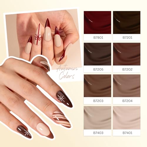 MelodySusie Plant Based Gel Nail Polish Set,Autumn and Winter Dark Colors,Hema Free,Soak Off UV LED Gel Polish Nail Art Manicure Salon DIY at Home 8Pcs 10ml/0.34 fl oz