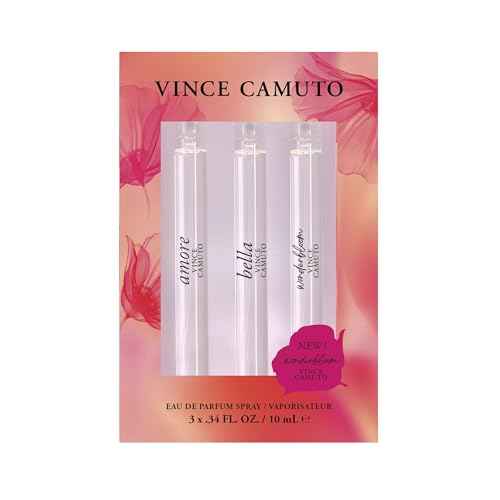 Vince Camuto 3 PC Gift Set for Women, Includes Travel Size Eau de Parfum Perfume Sprays of Amore, Bella, and Wonderbloom, Stocking Stuffer Gift for Christmas, 0.34 Fl Oz