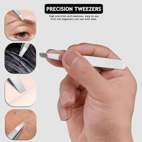 Travel Manicure Set Professional Nail Clipper Kit-5 Pieces Stainless Steel Manicure Kit, Women Men Grooming kit With Nail Care Tools Beauty Scissors Tweezers (Silver Pink)