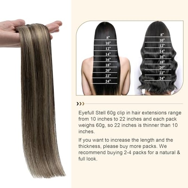 Remy Hair Extensions Clip in Human hair Chocolate Brown To Caramel Blonde Brazilian Clip on Real Human Hair Extensions Natural Straight Clip ins Hair for Women 16 Inch 60G 5 PCS Invisible Double Weft