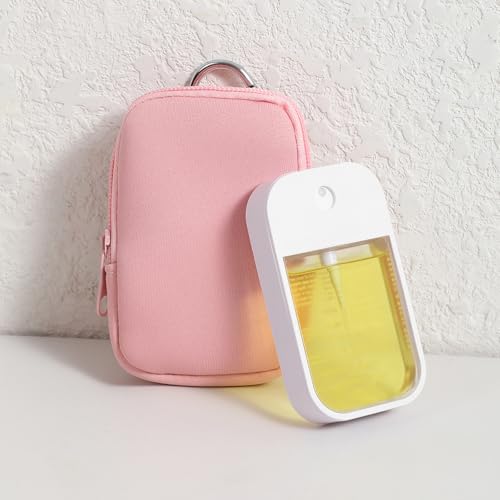 uekeboag 2Pcs Small Soft Neoprene Pouch with Zipper, Mini Portable Makeup Bag,Fashion Accessory with Snap Hook,Coin Purse Lipstick Cosmetic Travel Organizer(Black and Pale Pink)