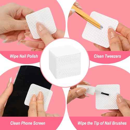 Nail Polish Remover, Lint Free Nail Wipes 540PCS Acetone Nail Polish Remover Wipes, Super Absorbent Soft Nail Wipes for Fingernail Polish Remover and Eyelash Extension Wipes(Dry Pads)