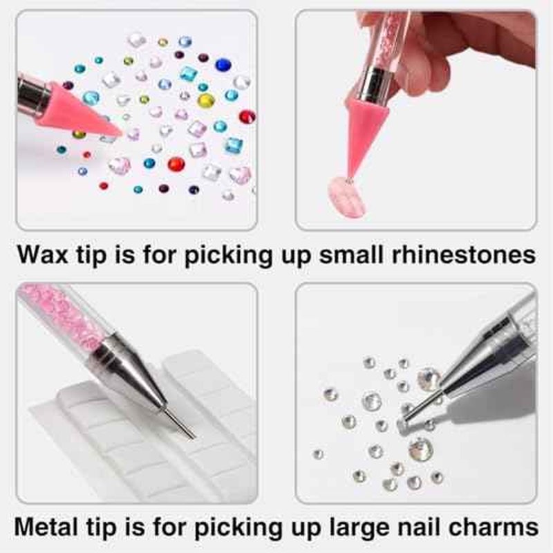 3000PCS Rhinestones with Rhinestone Picker Tool and Tweezer, Wax Pencil for Rhinestones, Gem Picker Pen Diamond Jewel Applicator, Rhinestone Tools for Bedazzling DIY Nail Art
