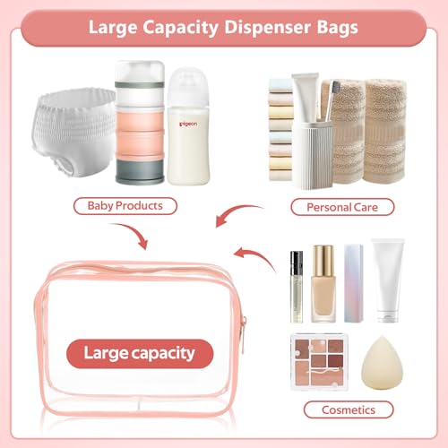 Clear Cosmetic Bag, 4 Pcs Waterproof Clear Plastic Cosmetic Makeup Bags,Transparent Packing Organizer Storage Bags,Christmas Gift for Mother,Wife,Grilfriends(Pink).