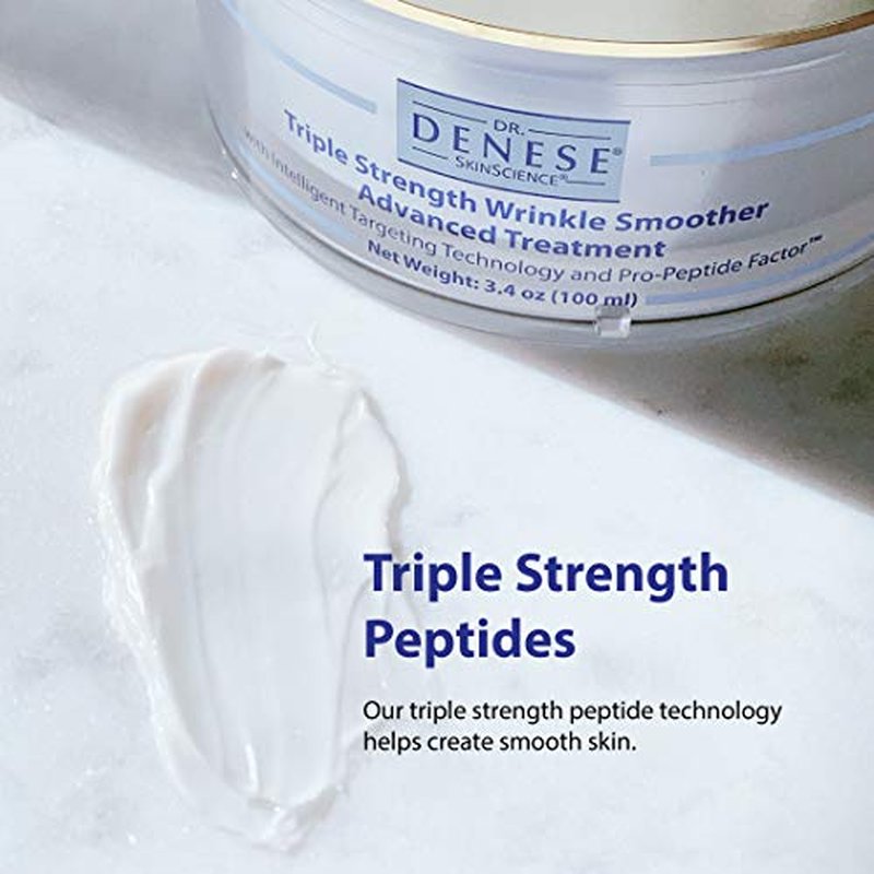 Dr. Denese SkinScience Triple Strength Wrinkle Smoother Advanced Treatment Combines Natural Extracts with Enhanced Peptide Technology To Tighten & Firm Skin - Paraben-Free, Cruelty-Free - 3.4oz