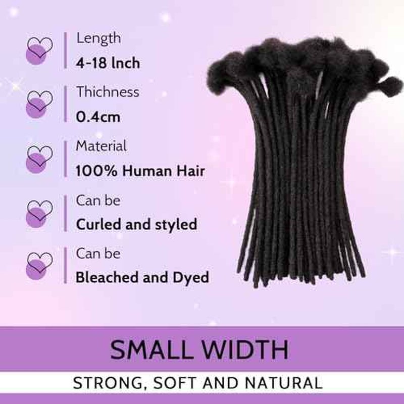 Loc Extensions Human Hair 0.4cm&0.6 cm&0.8cm width 4-18inch 10, 20, 40, 100 strands 100% Human Hair Locs Extensions for Men Women Natural Dreadlocks Can Be Dyed Bleached Curled 0.4cm 14inch 70Strands