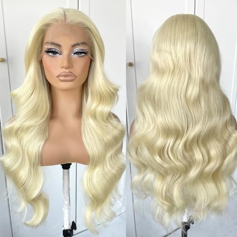 13x6 Blonde HD lace front wig glueless White wigs Synthetic lace front wig pre plucked pre cut 613 body wave Wear And Go Lace front wig For cosplay party