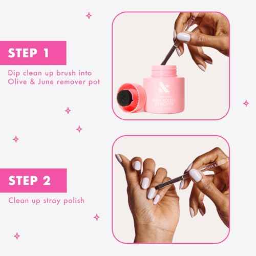 Olive & June Clean Up Brush | For Neat + Flawless At-Home Manicures | Erase Stray Polish & Perfect Edges | Rounded Flexible Tip | Vegan Bristles | Reusable & Durable