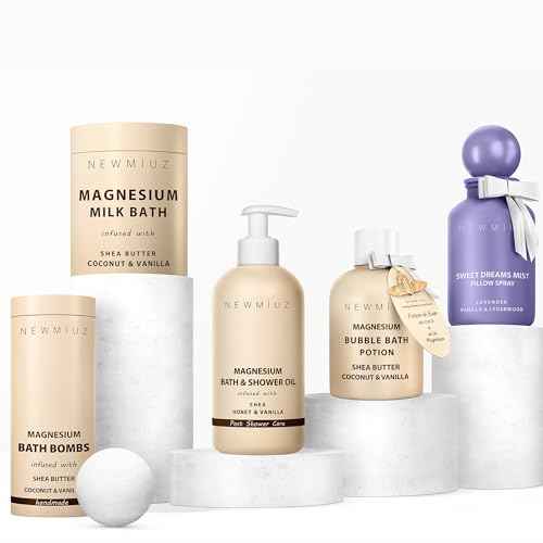Magnesium Bubble Bath - Long Lasting Foaming Bubbles - Moisturizing - Shea Butter Coconut Vanilla - Relaxing Stress Relief - Calming Self Care Spa Gift for Birthday Christmas