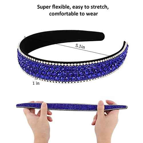 Wecoe Headband, Women's Rhinestone Headband, Fashion Headband, Navy Blue, Holiday, Formal Hair Accessories, Sparkly Crystal Diamond Headband, Thin Headband, Girls, Gift