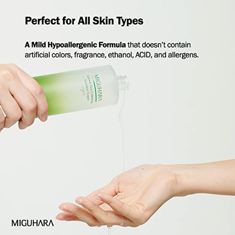 [MIGUHARA] Green Tea Calming Essence Toner Origin 200ml / 6.76 Fl Oz | Facial Toner, Hydrating Toner, Skin Recovery, Calming Toner | All Ingredients Graded EWG Green