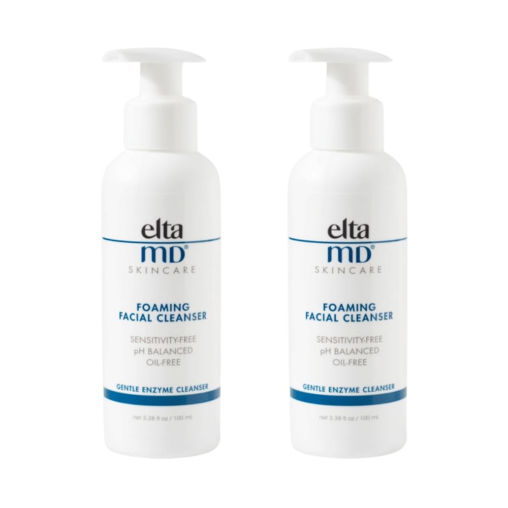 EltaMD Foaming Facial Cleanser Face Wash, Gentle Foaming Face Wash and Makeup Remover, Oil Free, 3.38 oz Pump (Pack of 2)