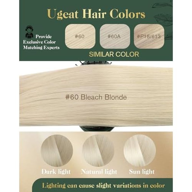 Ugeat Human Hair Clip in Extensions Blonde Clip in Hair Extensions Real Human Hair Platinum Blonde Clip in Hair Extensions for Women Blonde Hair Extensions 14 Inch 120g(105g Hair + 15g Clips)