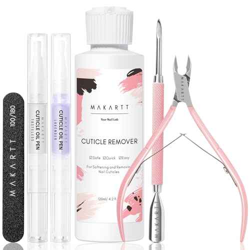 Makartt Nail Care Kit with Cuticle Oil, Trimmer, Nail File & 120ml Cuticle Remover Liquid, Nail Manicure Kit for Cuticles Softener & Moisturize