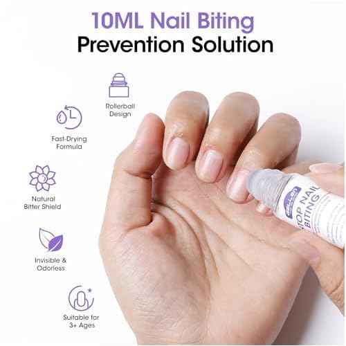 Gellen Nail Biting Treatment for Kids & Adults, Roll-On Stop Thumb Sucking Deterrent, 10ml Nail Biting Prevention, Quick Dry & Water-Resistant No Bite Nail Polish, Nail Care Solution