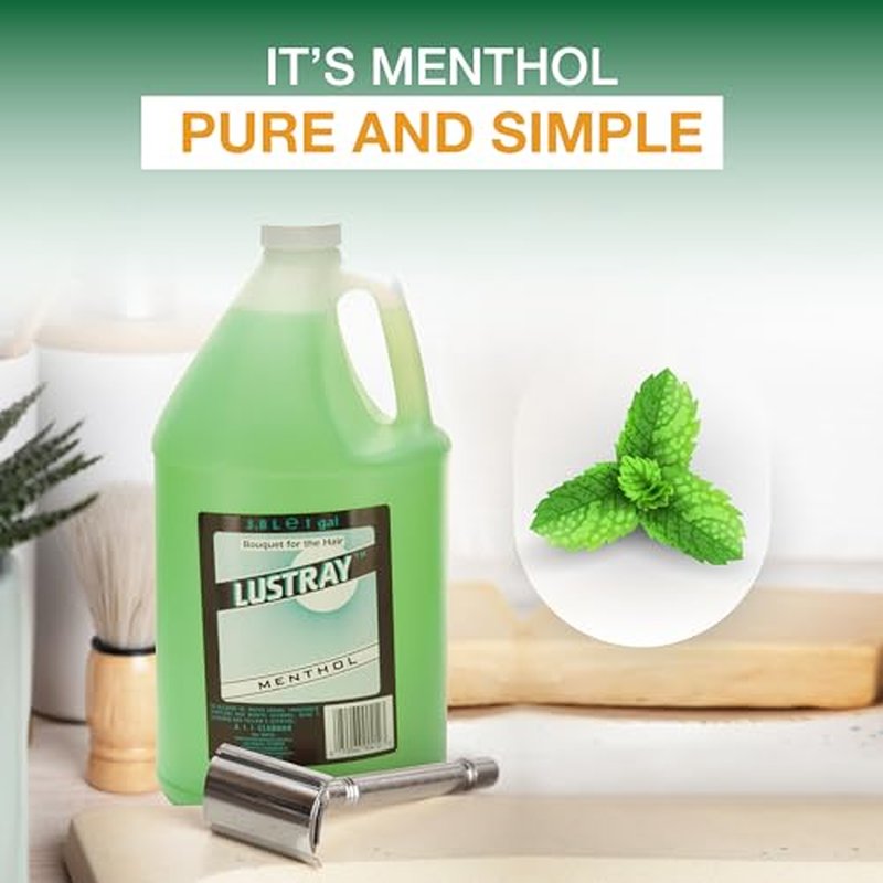 Clubman Lustray Menthol Face & Scalp Rub, Refreshing Menthol Formula for Cooling Sensation and Invigorating Care, Ideal for Post-Shave Use, 1 Gal, 1-Pack