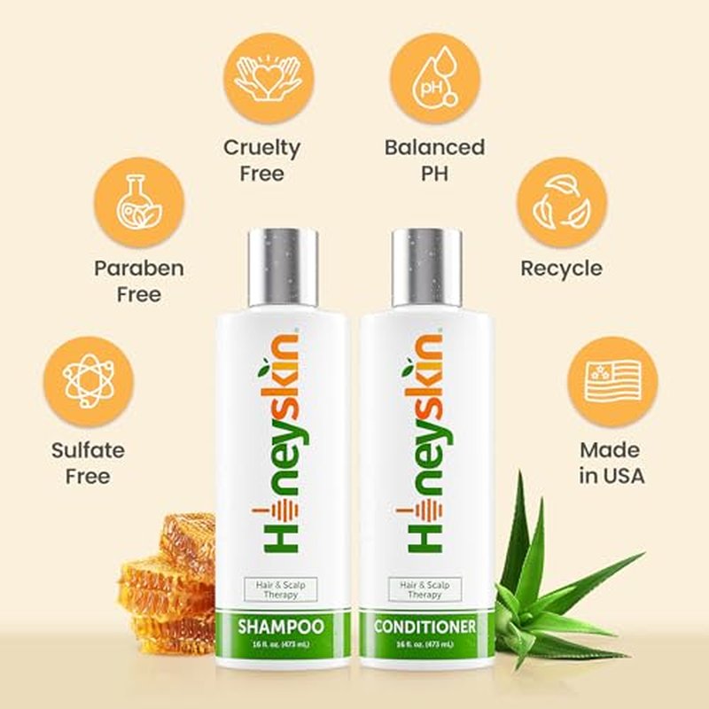 Honeyskin Hair Growth Shampoo and Conditioner for Women ? Sulfate-Free, Hydrating & Volumizing Set with Manuka Honey & Aloe Vera ? Non-Toxic Hair Thickening Shampoo for Thinning Hair 16oz
