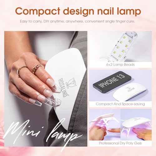 ROSALIND Poly Nail Gel Kit -14 Colors +72 Nail Art Accessories kit Clear Nude Poly Nails Gel Kit Starter Kit with Mini UV Lamp Slip Solution Basic Tools for Beginners with Everything