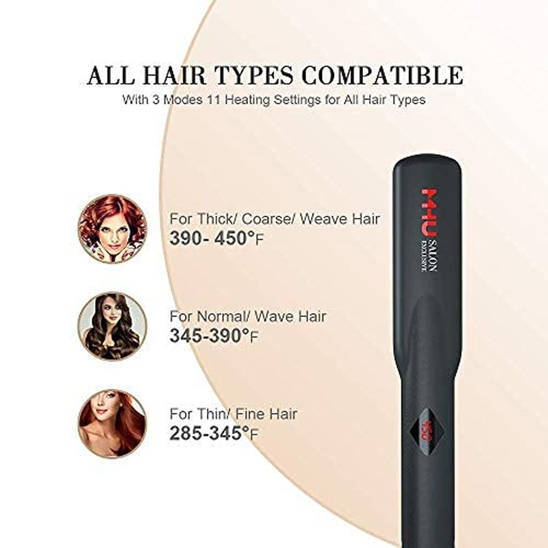Professional Dual Voltage Hair Straightener - 1.25” Keratin Ceramic Flat Iron with Fast Heat Up & Auto Shut Off | Black