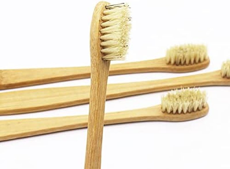 Natural Bamboo Toothbrush Set - Eco-Friendly Biodegradable Boar Bristles | Pack of 12