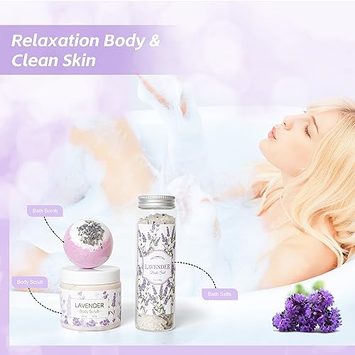Lavender Spa Gifts Set, 11 Pcs Bath Gift Set for Women, Relaxing Spa Gifts, Home Spa Products, Birthday Gifts for Women Valentine's Day
