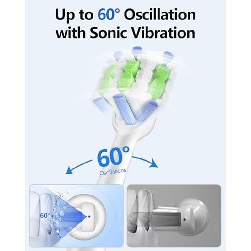 Sonic Electric Toothbrush for Adults, 60¡Æ Oscillation & Vibration Smart Toothbrush with Customizable App, 3 Brush Heads, Wireless Rechargeable Travel Wave Electric Toothbrush, IPX7 Waterproof