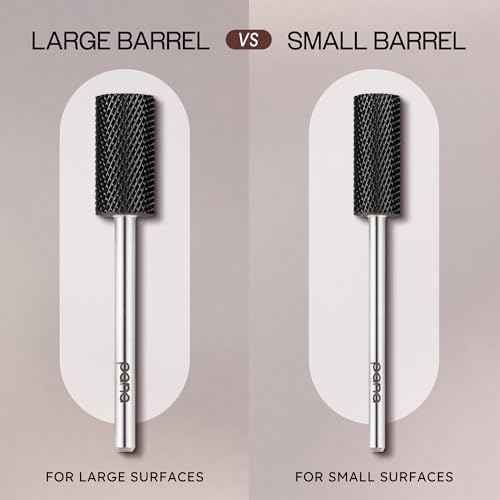 USA PANA Professional 3/32" Shank Size - Flat Top Small Barrel Carbide Bit - 5X Coarse Grit to Extra Fine Grit - Gold, Silver, DLC Black - Nail Drill Bit for Dremel Machine (Medium, DLC Black)