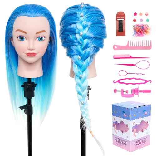 Neverland Beauty Mannequin Head with Hair, 20 Inch Cosmetology Manikin Barbie Head Styling Doll for Practice Braiding, Doll Head for Hair Styling Braiding Hairdressing for Girls