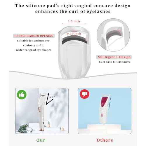 Heated Eyelash Curler Premium PRO - Fast Heat up in 8s - 24 Hours Long Lasting - Rechargeable Electric Eyelash Curler with Type-C, 2 Heat Modes, Anti-Burn Eyelid, Gift for Women Girls, White-AB