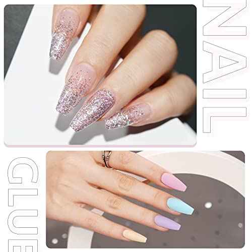 GAOY 2Pcs 16ml Gel Nail Glue for Acrylic Nails Tips, 2 in 1 Nail Glue and Base Coat, UV Light Cure