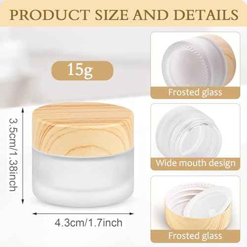 Frosted Glass Jar 12 Pack 15g/0.5oz Cosmetic Cream Jar Empty Sample Jars Travel Makeup Container Jar Pot For Lotion Cream Lip Balm Eyeshadow And More