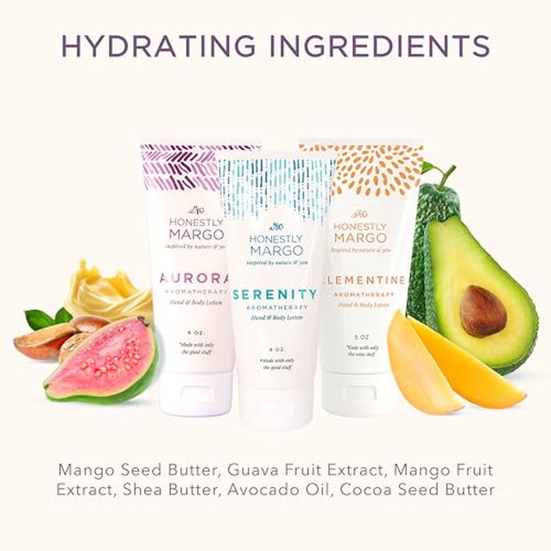 Honestly Margo Aromatherapy Hand & Body Lotion Set (Lavender, Eucalyptus and Citrus, 6 Oz) ? Hydrating Moisturizer with Essential Oils, Clean, Cruelty-Free Body Care, Bath Products, and Hand Cream