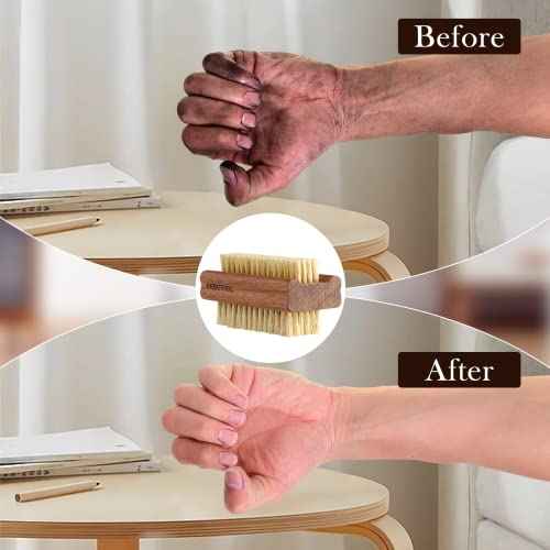 Acacia Wood Nail Brush, 2 Pack Wooden Nail Scrub Brush for Fingernail cleaning,Natural Finger Nail Brush to Clean Under Nails