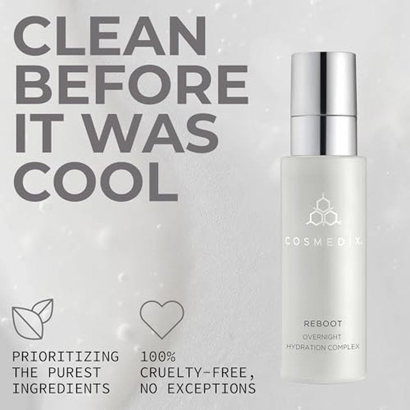 COSMEDIX Reboot Overnight Face Serum with Hydration Complex - Lightweight Anti-Aging Probiotic-Packed Facial Serum for Fine Lines, Wrinkles & Uneven Skin - Moisturizing Night Serum for All Skin Type