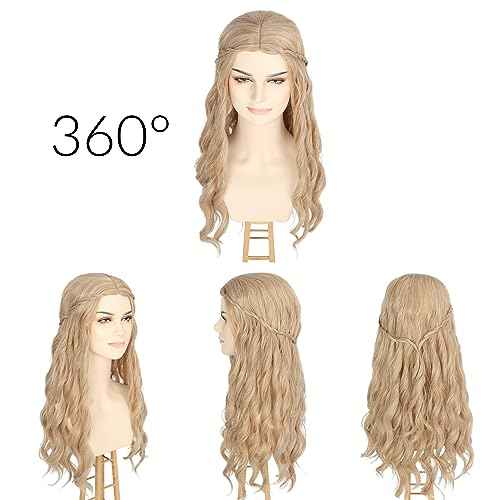 Yan Dream Princess Wig Long Blonde Wavy Hair with Braid Elf Hippie Wigs for Women Cosplay Costume Anime Party
