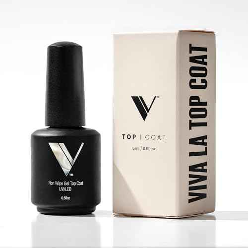 V Beauty Pure No Wipe Gel Top Coat - Long Lasting UV Top Coat Gel Nail Polish, Scratch and Stain Resistant, Durable, Non Yellowing, No Sticky Layer, Glossy - For Manicure & Pedicure - 15ml