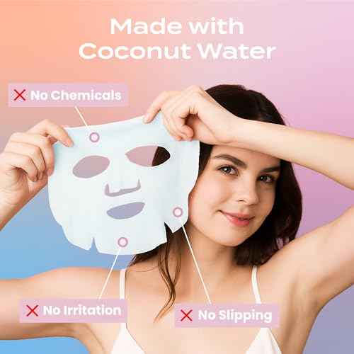 Body Restore Natural Collagen Face Mask 12 Pack ? Korean Skin Care Mask with Fermented Coconut Water, Christmas Stocking Stuffers, White Elephant, Birthday Gifts for Women & Men, Dry Skin - Variety