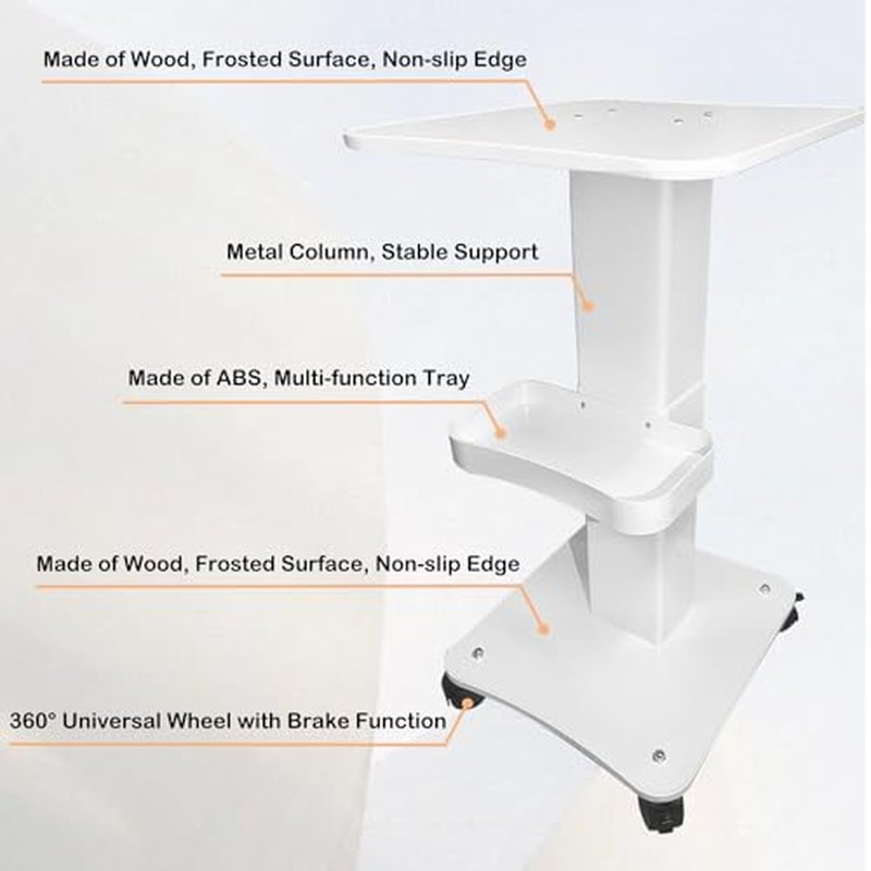 Esthetician Cart, 3 Tier Beauty Rolling Trolley with Rotation Wheels, Aluminum Alloy Tray Rolling Cart for Hair Salon, Spa Salon Beauty Machine Storage