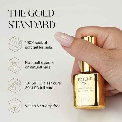 Apres Nail Extend Gel Gold Bottle | 15mL | Premium Quality | Soft Gel, Gel-X Tips Adhesive, Easy Application, Easy Removal, Soak Off, Applicator Included