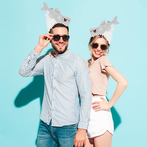 KHC-KHF Shark-Headband Funny-Hat Halloween Shark Funny Hairband Plush Headband Ocean Animal Costume Accessories Woman Man