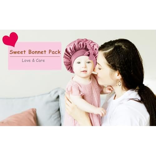 2 PCS Kids Bonnets for Girls,Silk Bonnet for Kid Sleeping,Toddler Bonnet for Curly Hair