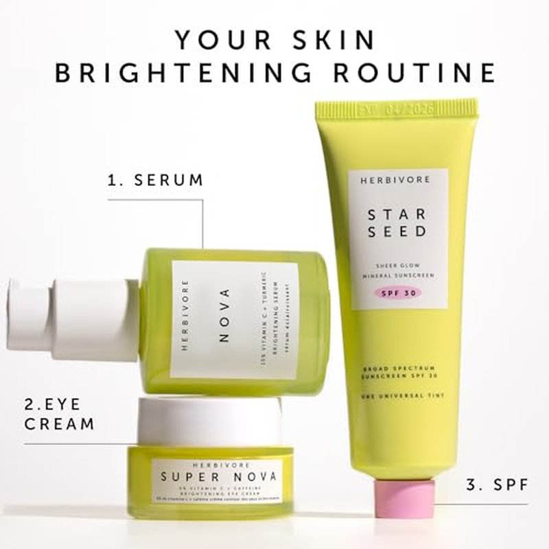 HERBIVORE Super Nova 5% THD Vitamin C + Caffeine Brightening Eye Cream | Targets Dark Circles & Puffiness | Vegan, Plant-Based, Cruelty-Free,15 mL / 0.5 oz