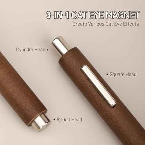 GAOY 3-in-1 Cat Eye Magnet for Nails, Cigar Shape Nail Magnet, Multi-Function Nail Magnets for Nail Art DIY at Home, Brown